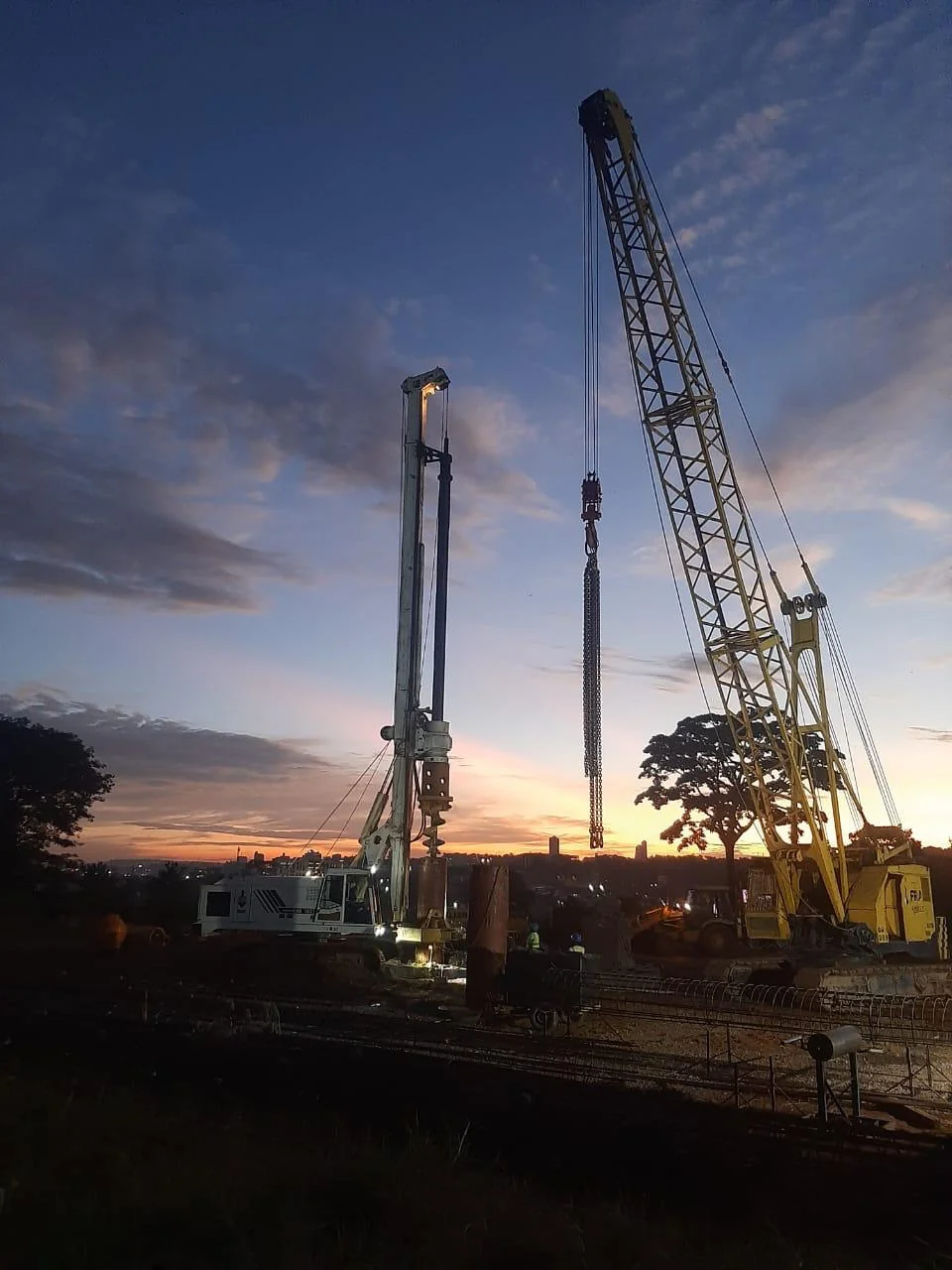 Rotary drilling rig set up on a geotechnical site investigation